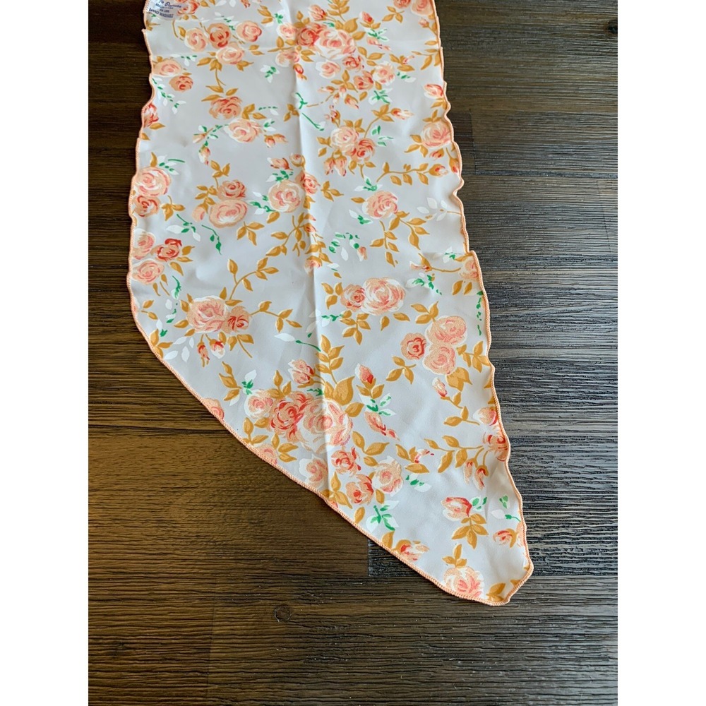 Vintage Peach Ditsy Floral Scarf Made In USA Oblong 9" x 32" - Picture 2 of 4